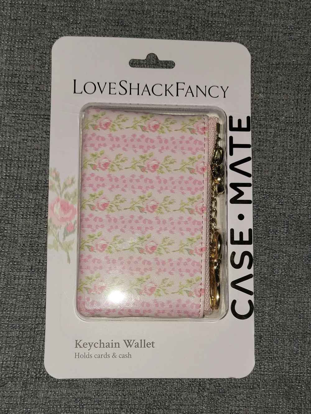 LoveShackFancy X Case-Mate Keychain Card Wallet with Gold Hardware